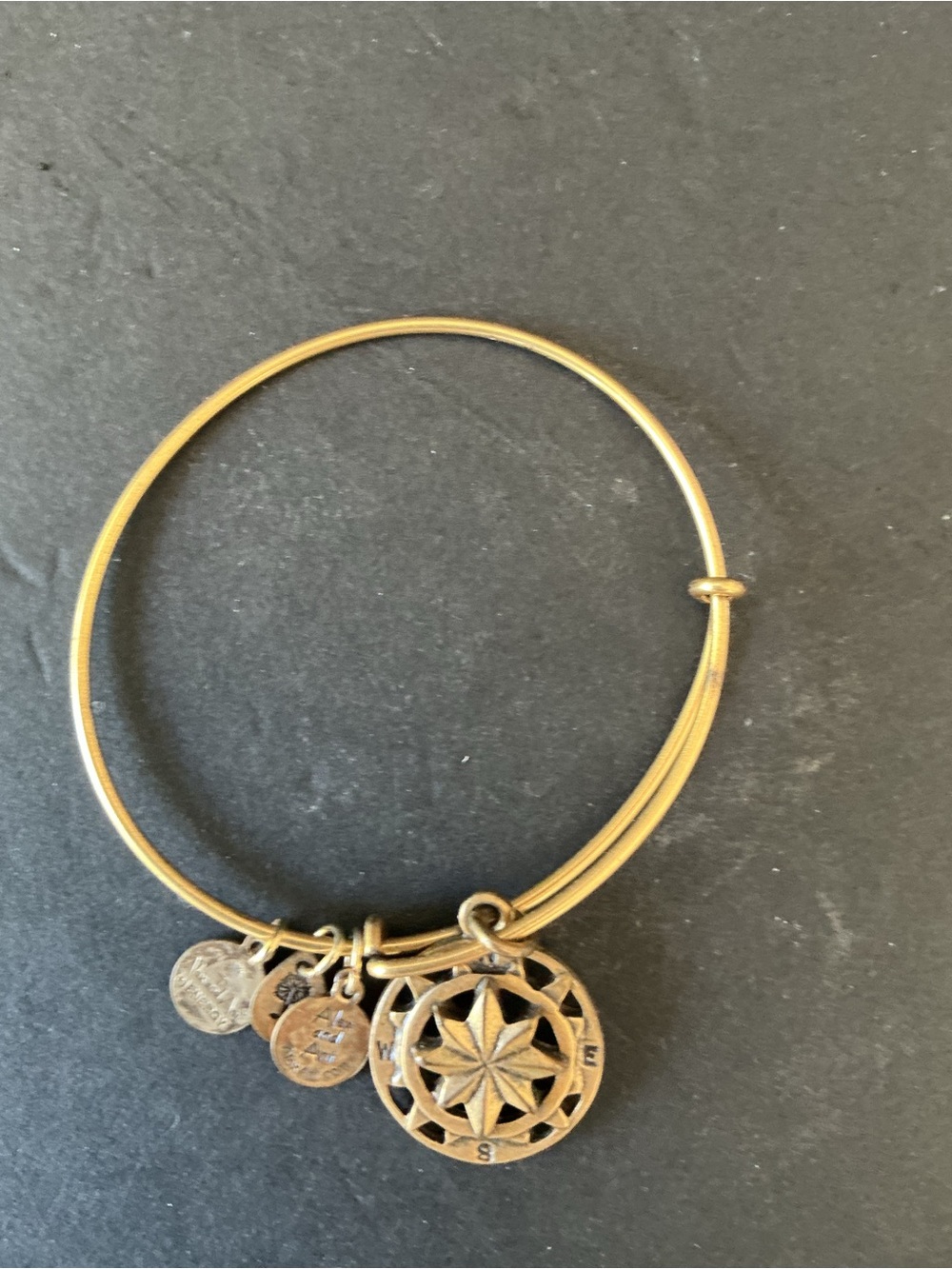 Source Unknown Gold Compass Charm Bangle Bracelet